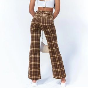Princess Polly Zayn Checked corduroy pants.